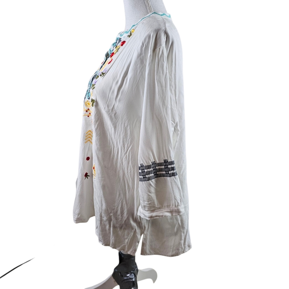 Boho Peasant Embroidered Tunic Top In XL - Picture 4 of 7